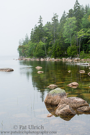Jordan Pond shrouded by fog