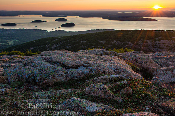 Sunrise over granite, Acadia National Park